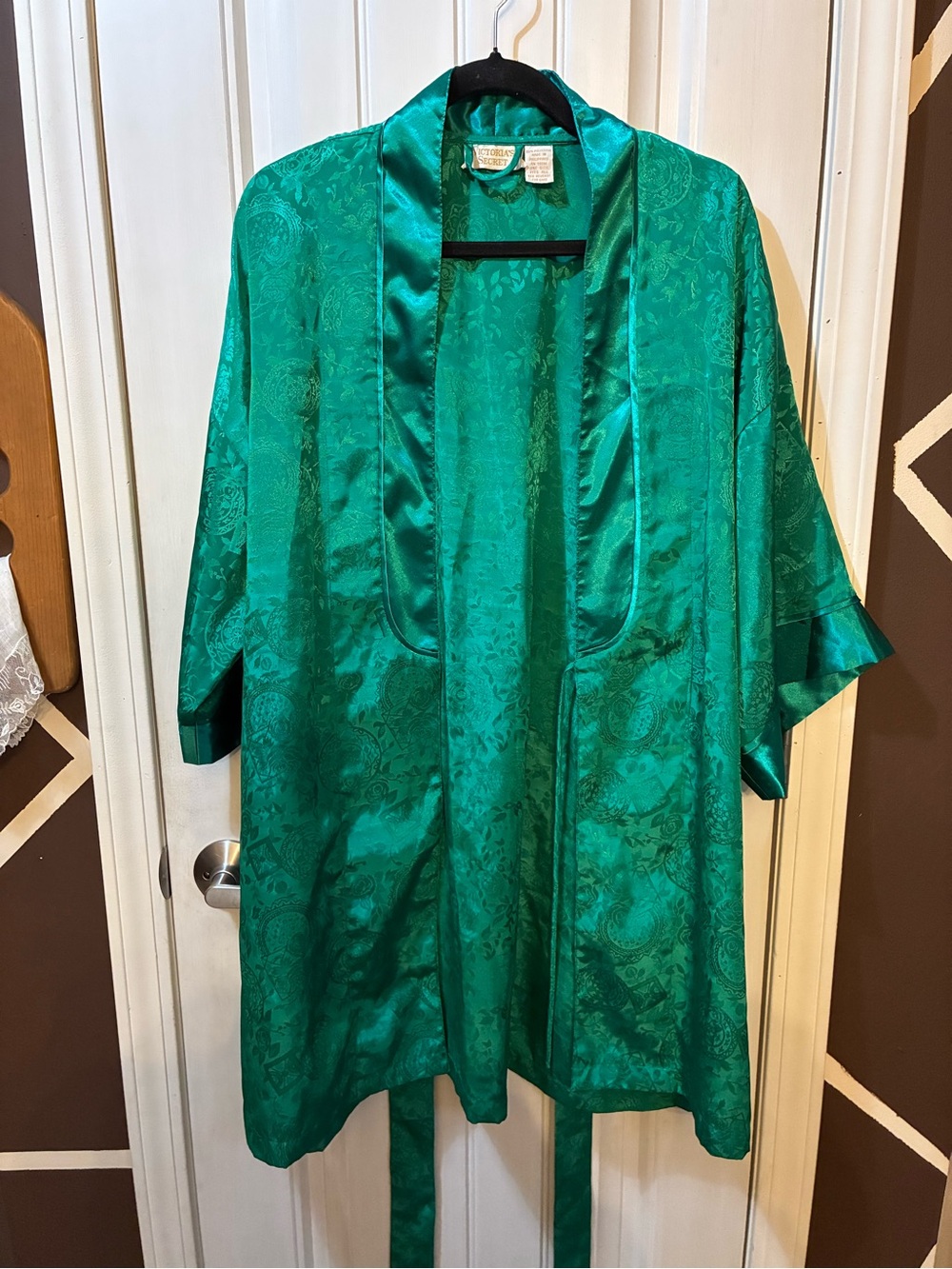 Vintage Victoria's Secret Teal Satin Kimono Jacket